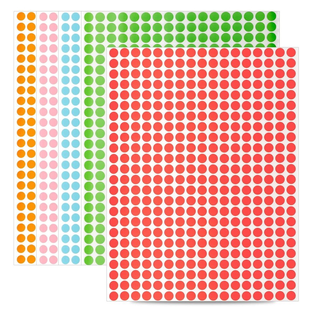 8616 10mm Assorted Colour Round Color Coding Stickers Easy Peel,Labels